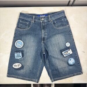 Vintage SouthPole Patch Denim Shorts Jeans Baggy Y2K Skater Hip Hop Men's 34